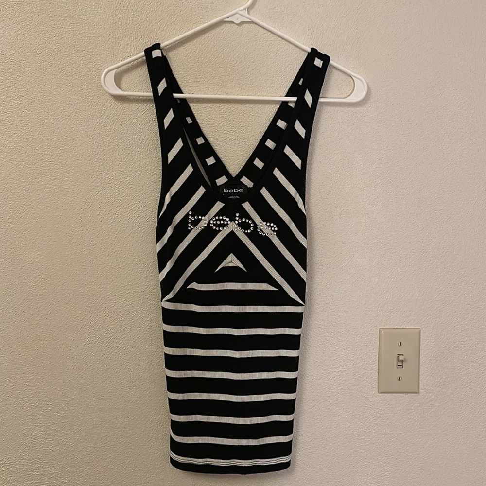 Bebe’s women’s rhinestone logo tank
